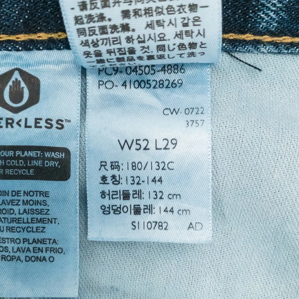 Levi's 505 Regular Fit Jeans Men 52x29 Dark Wash Big & Tall Straight Leg Cotton